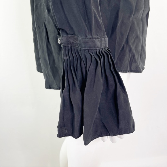 Frame Women's Black Trumpet Sleeve 100% Silk Collared Button Up Shirt Size S - Picture 7 of 11